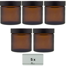 5x Glastiegel braun 60 ml Tiegel leer Cremedose aus Glas Kosmetikdose +Etiketten