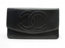 VINTAGE GELDBÖRSE CHANEL LOGO CC LEDER SCHWARZ GELDBÖRSE LEATHER WALLET 1200€