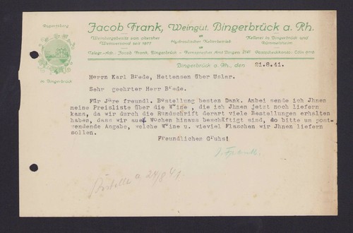 Bingerbrück brief 1941 - bingerbrÜck,,