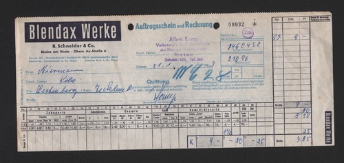 Mainz rechnung 1963 - mainz,, blendax