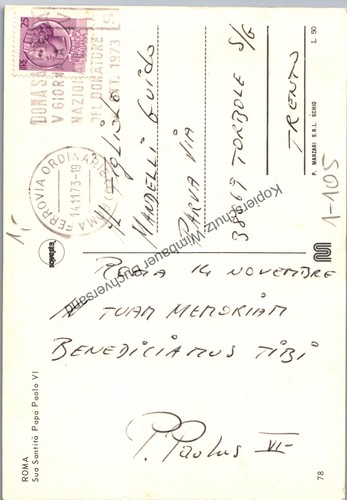 Original autogramm papst paul - autogramm,