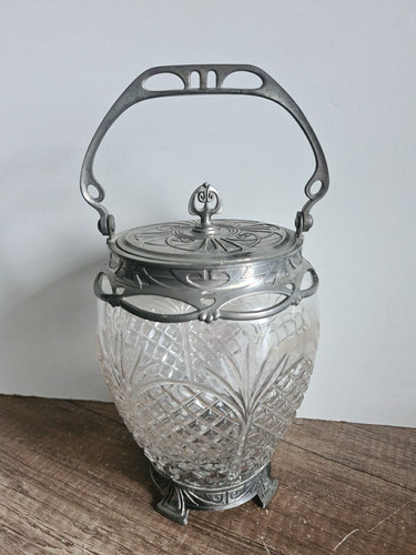 Jugendstil glas deckeldose - glas, mit