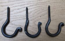 3 x EINSCHRAUBDECKENHAKEN handgeschmiedet rustikal Eisen SCHWARZWACHS alt hängend Utensil