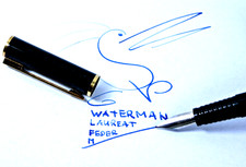 Vintage WATERMAN Laureat Füllhalter, schwarz marmoriert, Dauerfeder "M".   (K58)