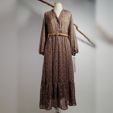 ZARA KLEID MIDIKLEID BOHO VOLANTROCK A-LINIE FLORAL GEMUSTERT GÜRTEL 3666/156