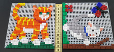2 fertiggesteckte Ministeck-Bilder - ca. 14 x 14 cm jeweils - Tiger und Katze