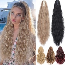 Dick Haarteil Lockig Klammer on Pferdeschwanz Zopf Ponytail Haarverlängerung 24"