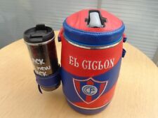 RAR Vintage Thermokanne+Becher, Deckelausguss, in Leder gefasst, Outdoor, gebr.