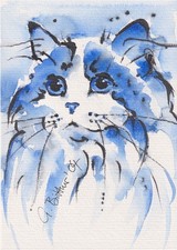 Qriginal Aquarell einer Katze