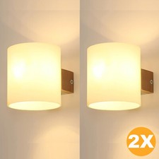 2X Wandleuchte Innen Vintage Wandlampe Holz Wandbeleuchtung E27 Treppenhaus Flur