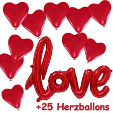 LOVE FOLIENBALLON + 25 HERZ LUFTBALLONS - Ballon Deko Hochzeit Valentinstag Set