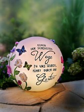 LED-Kugelleuchte Wege LED Stimmungsleuchte mit Spruch Garten Blütendekor 19cm