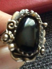 Ring Onyx Cabochon 925 Silber Vintage 80er ring silver