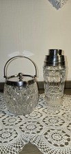 Coctailshaker + Eisbehalter  Vintage Kristallglas Versilbert??  Retro Shaker