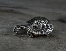Anhänger Silber 925 Schildkröte Giftanhänger 3D - witzig ausgefallen & modern