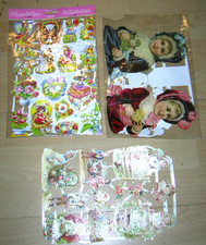 Set Glanzbilder Poesiealbum Sammelbilder Antik-Stil Glitzer Oblaten Reliefbilder