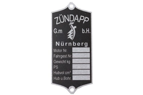 Typenschild für zündapp - zündapp, db