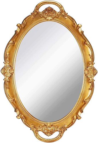 Vintage wandspiegel oval gold - oval,