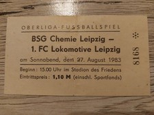 Ticket Eintrittskarte 83/84 DDR Oberliga  BSG Chemie Leipzig - 1. FC Lok Leipzig