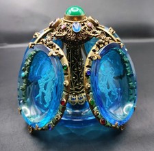 Czech Jeweled Intaglio Glass salt Cellar Set 30er Jahre Art Deco Salzgefäß antik