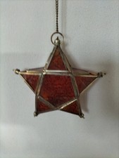 Orientalische marokkanische Laterne mit Teelicht, Sternform, Windlicht, rot