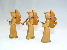 3 Erzgebirge Engel handgeschnitzte Figuren Krippenfiguren Holz geschnitzt