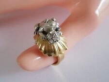 Massiver Bicolor Hult Quist Kopenhagen Ring Frosch/Strasskugel 13,6 g/ab Gr.52