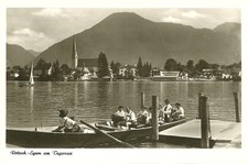 AK Rottach-Egern - Tegernsee, Ruderboot, Trachten, Kirche, Segelboot - ca. 1965