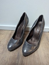 Miss Sixty 37 High Heels Stiletto Pumps Silber Grau Leder 10 Cm