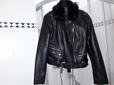 lederjacke 38 kunstleder  zara damen winter schwarz fellkragen