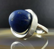 Ring Gold 585 14 k Lapislazuli Modernist Vintage massiv 18mm Wilhelm Müller 