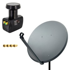 PremiumX TV SAT Anlage 100cm Satelliten Schüssel ALU Spiegel Antenne Twin LNB 4K