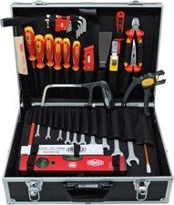 FAMEX 789-10 Werkzeugkoffer mit Top Werkzeug Set für Elektriker Werkzeugkasten