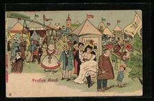 AK Volksfest, Rutschbahn, Kasperle Theater und viele weiter Zelte mit Attraktio 