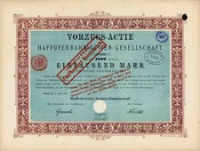 HAFFUFERBAHN 1899 Elbing Elblag Braunsberg Königsberg Lenzen 1000 M Vorzugsaktie