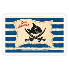 Käpt'n Sharky Piratenflagge Auf Gestreiften Grund Aufkleber Sticker