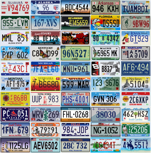 Set usa license plates - set, of