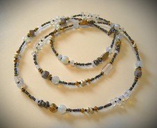 XL lange Kette Opal weiß Glasperlen* sehr edel* UNIKAT Halskette* NEU* 97cm