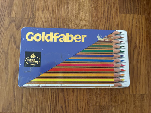 Vintage blechdose goldfaber - blechdose,