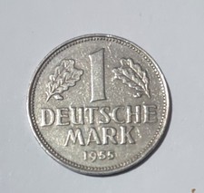 Ein D-Mark Münze 1955, Prägezeichen G, Umlaufmünze, Erhaltungsgrad sehr schön.