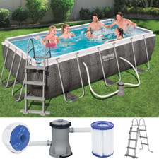 Bestway Pool Power Steel Frame Pool Gartenpool Rechteckig 404x201x100 Pumpe Set