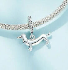 Charm Dangle Hund Welpe 925 Silber Dackel - Anhänger für Pandora Armband
