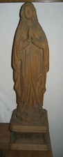 geschnitzt Madonna Maria Lourdes Figur oder Statue Holz um 1870