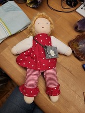 Waldorf Puppe 37cm Groß Füllung Wolle Haare Mohair Körper Baumwolle Mit Kleidung