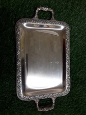 Tablett Servierplatte versilbertes Metall WMF NS vintage alt mit Griffen