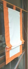 Gardine Rollo Seitenzug Schlaufen creme/ orange 45 cm x 135 cm Ladenauflösung 