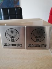 2 Jägermeister Untersetzer Edelstahl 9,80 x 9,80 cm 
