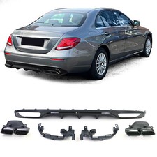 Heckdiffusor mit Endrohren Schwarz für Mercedes E Klasse W213 ohne AMG Line