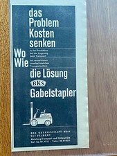 BKS Gabelstapler Velbert Original 1964 Vintage Advert Werbung Reklame Reklame