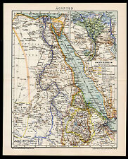 Original lithographische Tafel 1901 Ägypten Unter-Ägypten Rotes Meer Schautafel